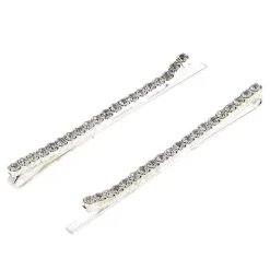Barrettes argentées à strass 1 rangée