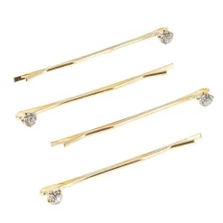 Barrettes dorées 1 strass X 4