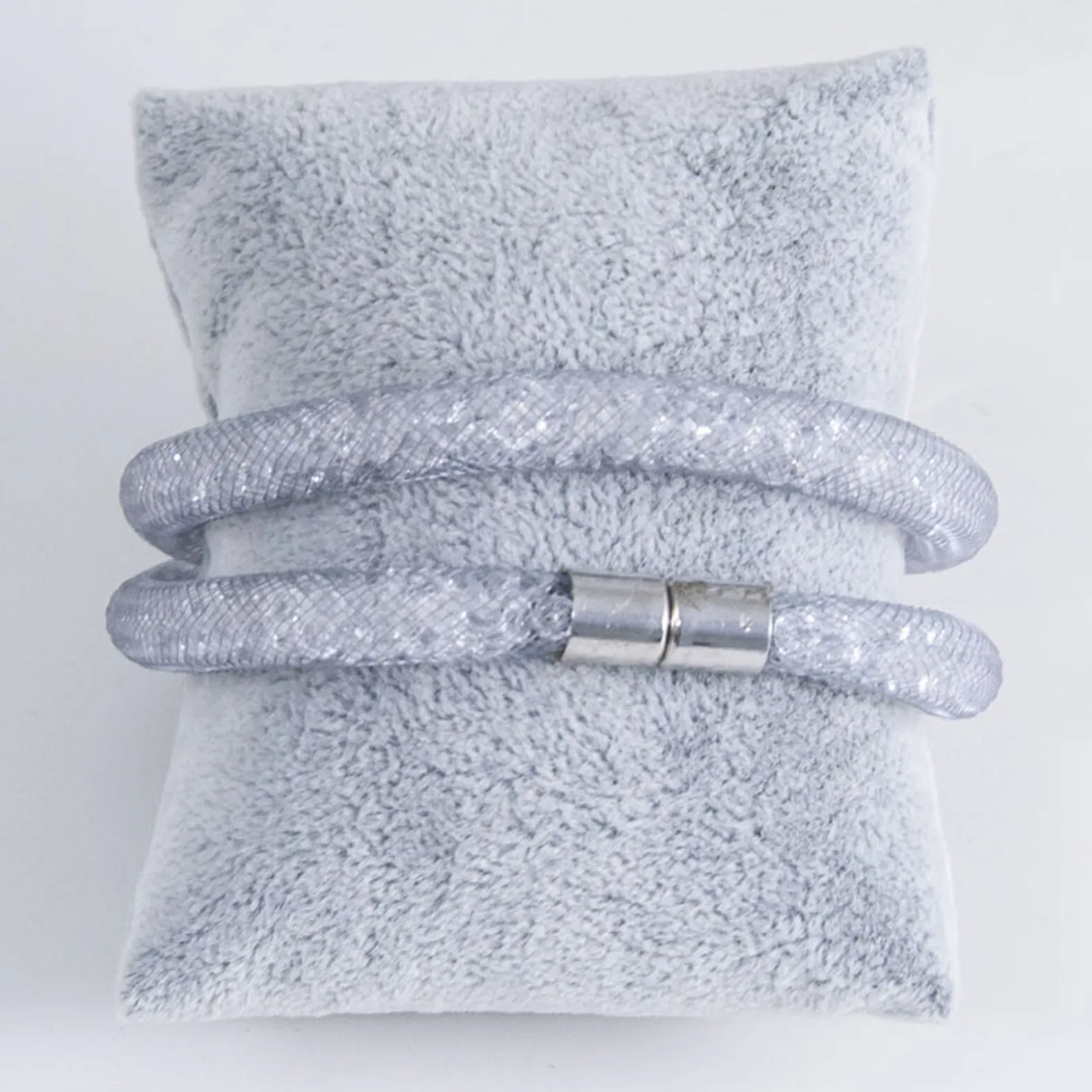 Bracelet strass filet double gris
