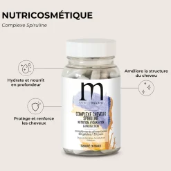 Complément alimentaire complexe spiruline cheveux secs cure 30 jours