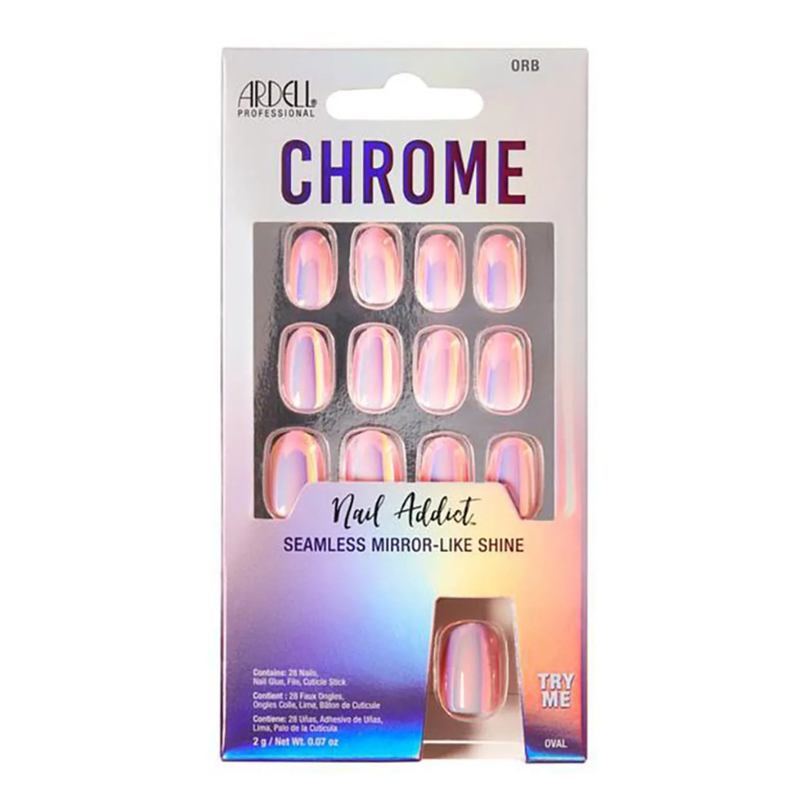 Faux ongle effet chrome orb