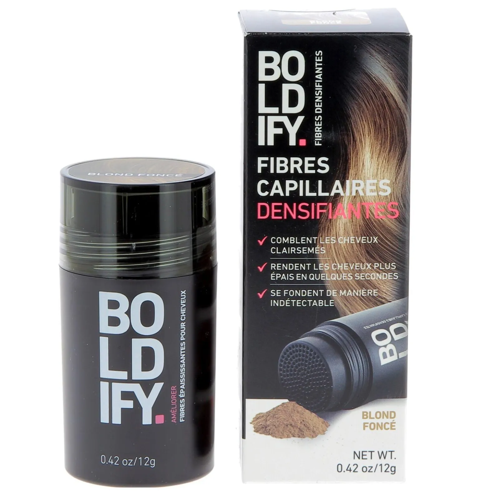 Fibres densifiantes pour cheveux blond foncé