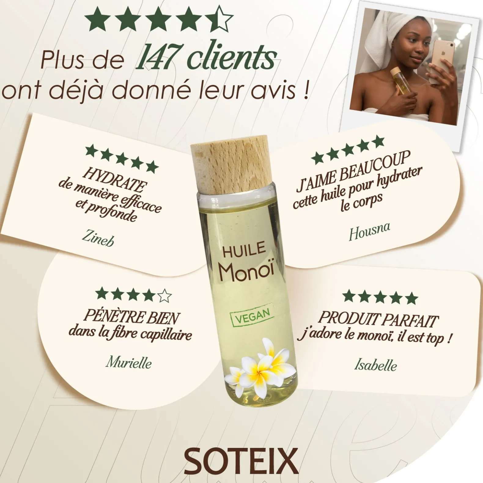 Huile de monoï de Tahiti non parfumée