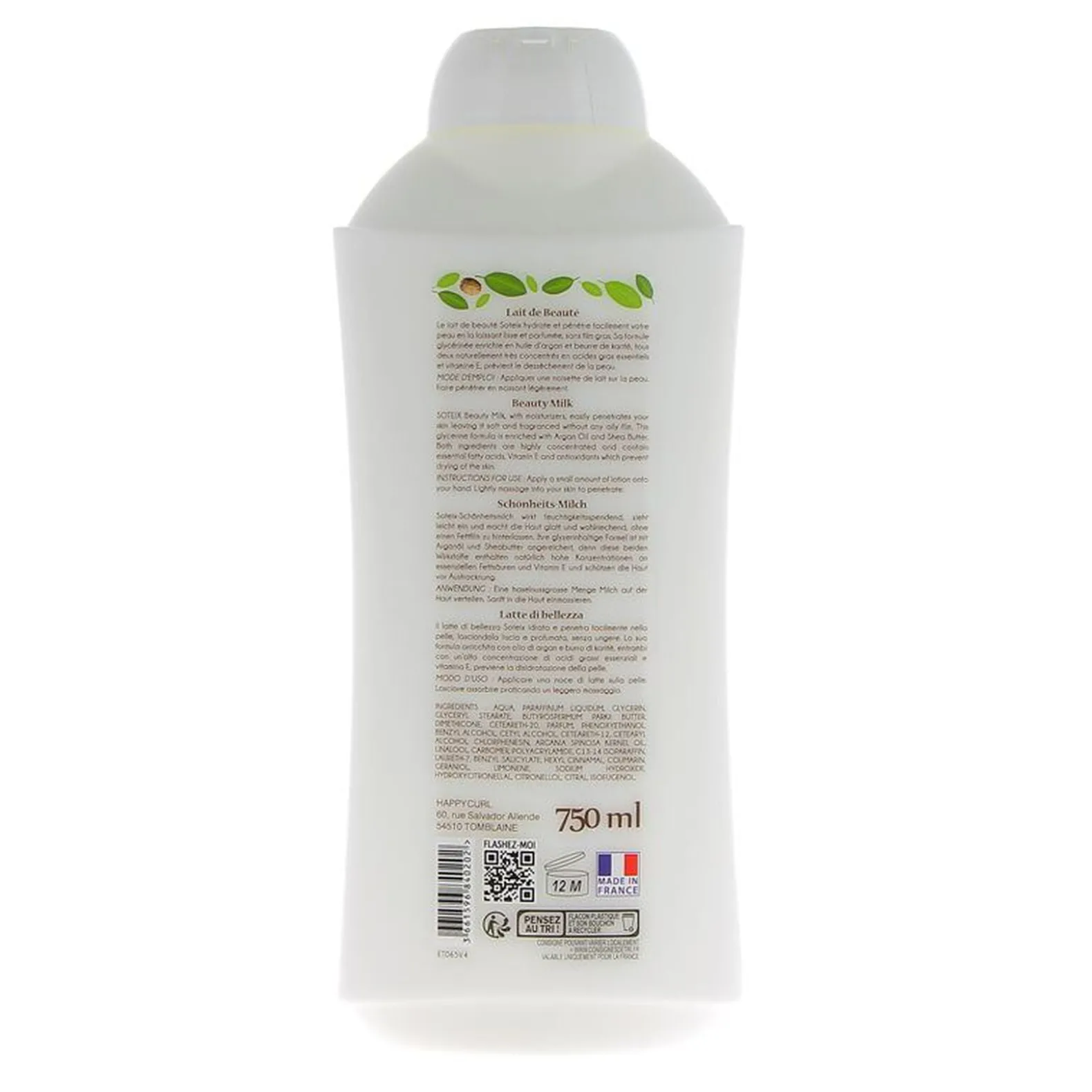 Lait de beauté visage et corps Argan & Karité