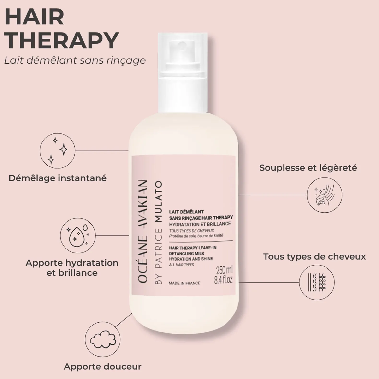 Lait démêlant sans rinçage Hair Therapy