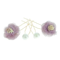 Neigeuses fleurs & perles mauve