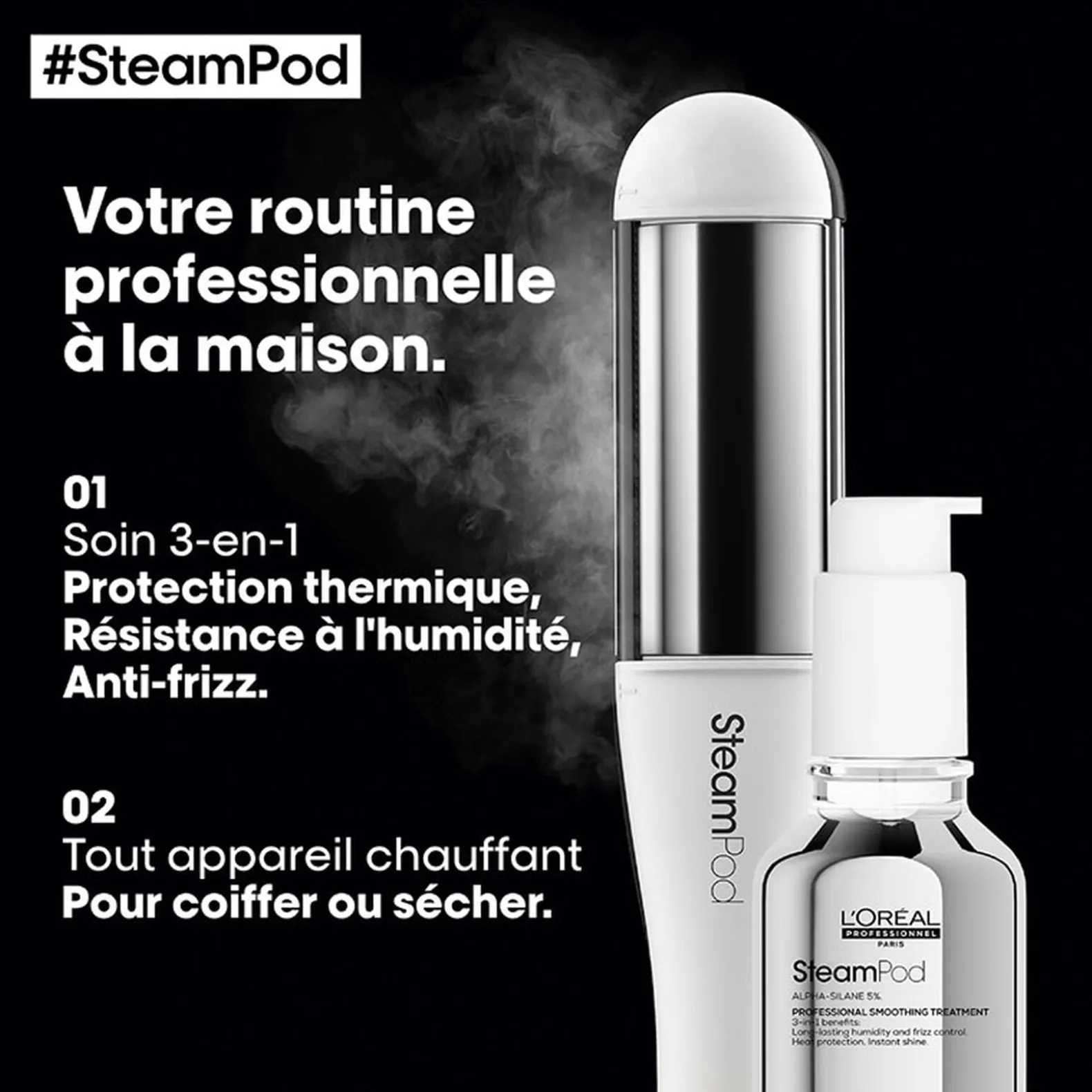 Pack lisseur boucleur SteamPod 4 et soin lissant