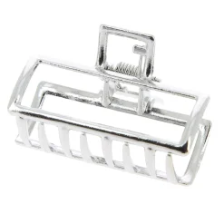 Petite pince croco métallique rectangle argentée