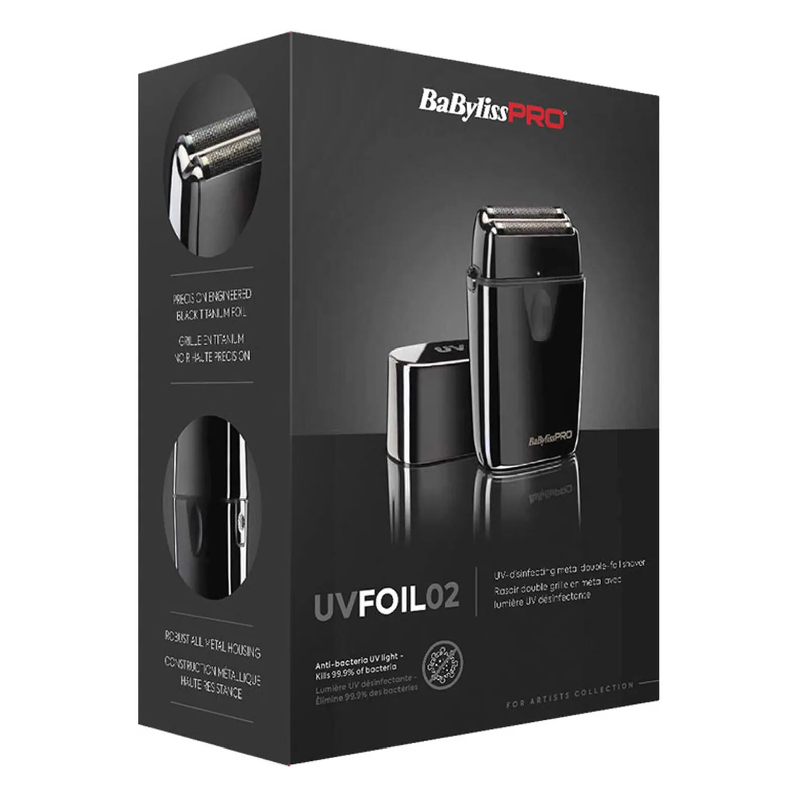 Rasoir double grille avec lumière désinfectante UVFOIL02