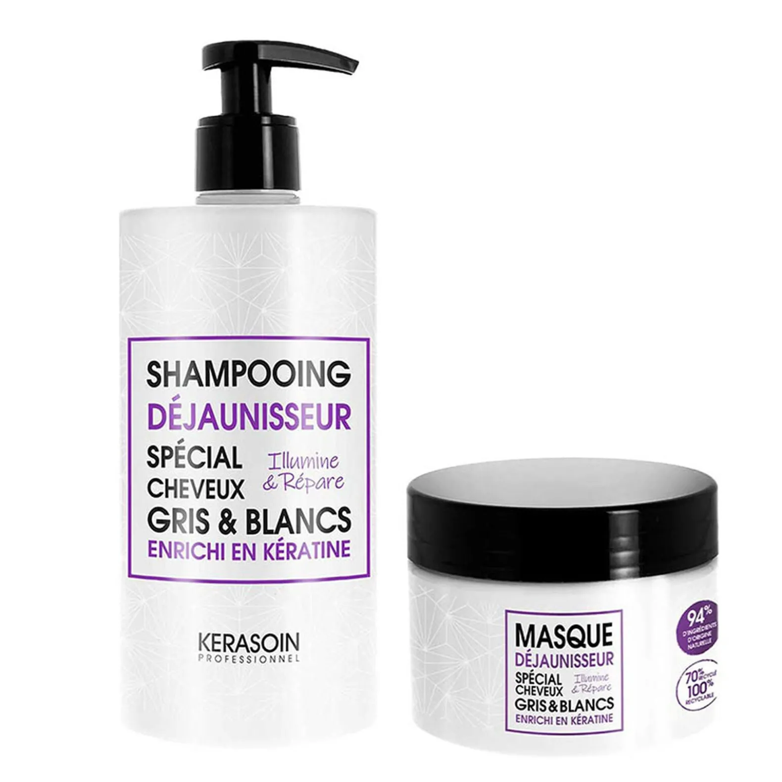 Rituel cheveux gris et blancs shampooing et masque