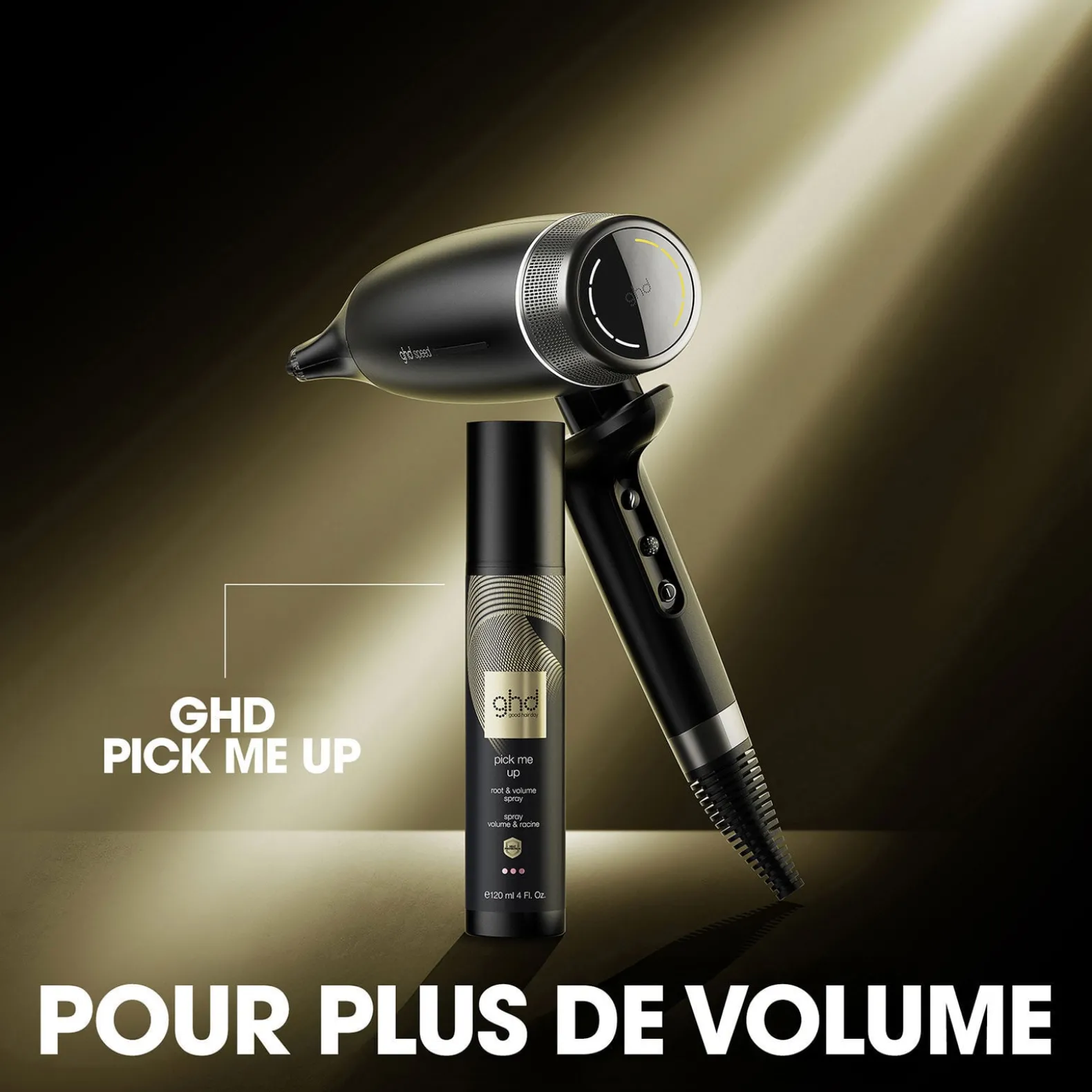 Sèche cheveux Speed avec trousse et spray volume noir mat
