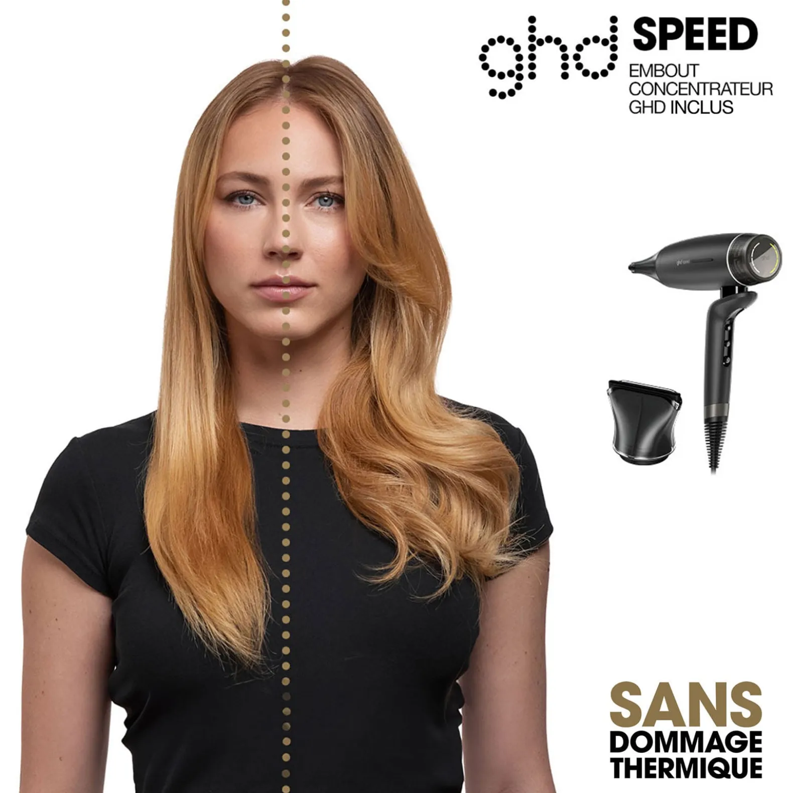 Sèche cheveux Speed avec trousse et spray volume noir mat