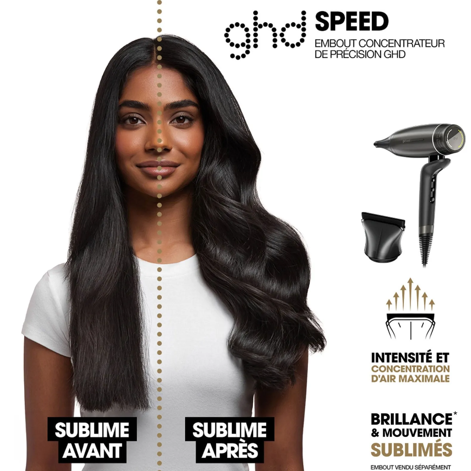 Sèche-cheveux Speed + embout précis + spray volume