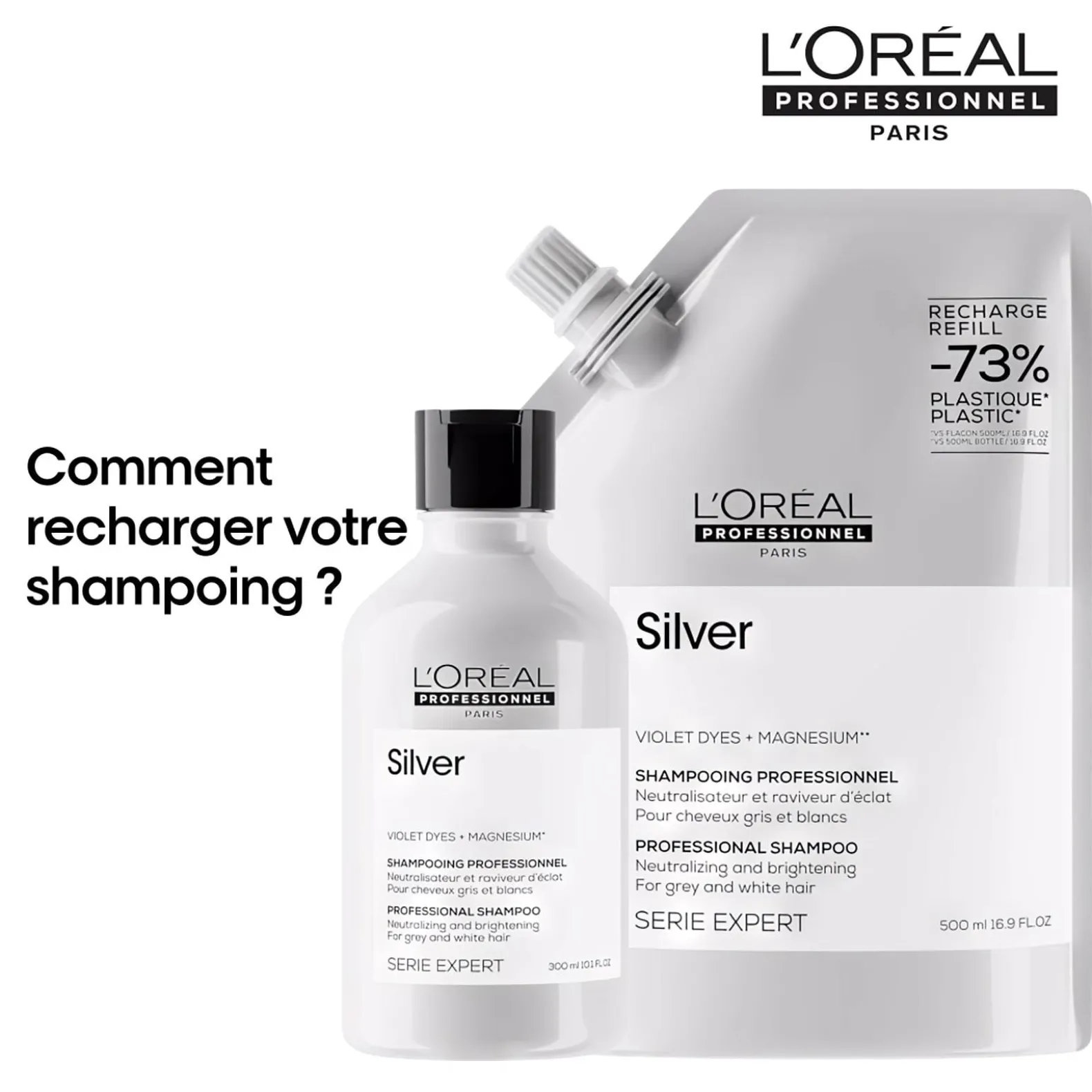 Shampooing déjaunissant Silver recharge 500ml