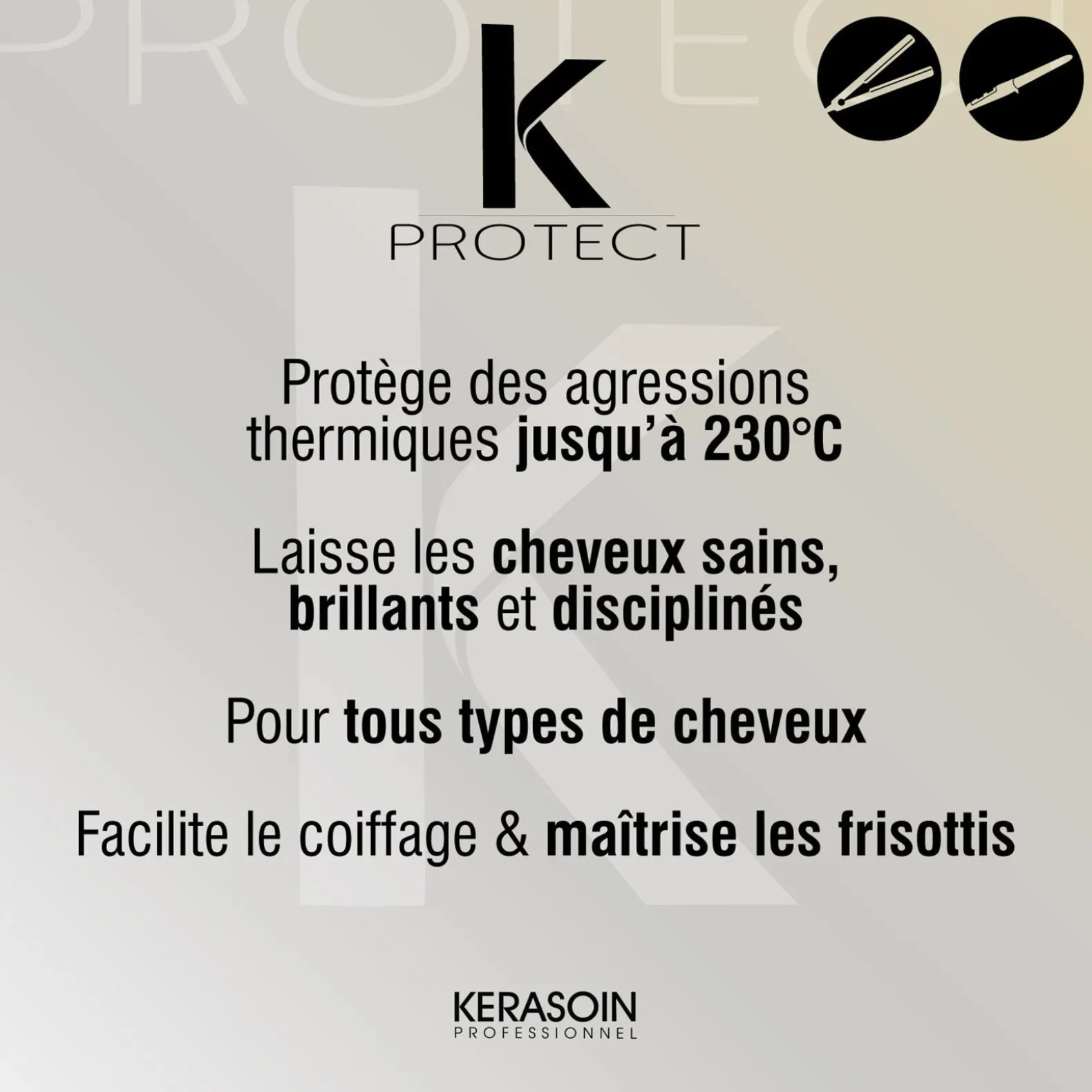 Thermo-protecteur à la kératine pour fer à lisser ou boucler K Protect