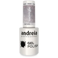 Vernis semi permanent Cat Eye Effect argenté avec reflets roses