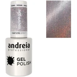 Vernis semi permanent Cat Eye Effect argenté avec reflets roses