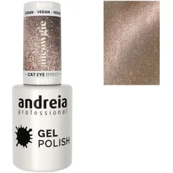 Vernis semi permanent Cat Eye Effect taupe avec reflets roses